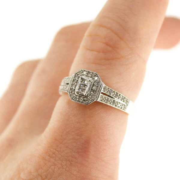 9ct White Gold diamond Ring