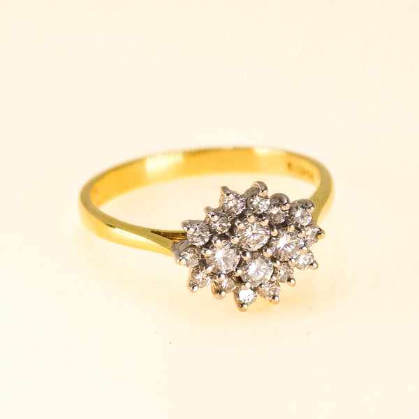 18K Gold Diamond Cluster ring Pre owned