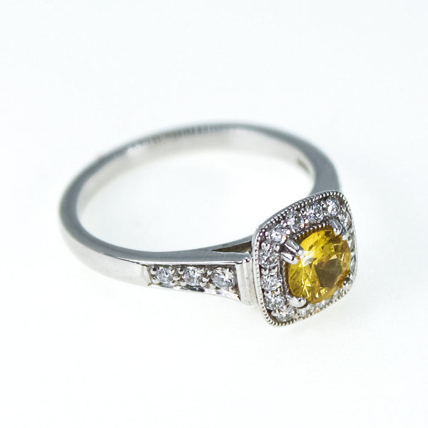 Yellow Sapphire and Diamond Ring