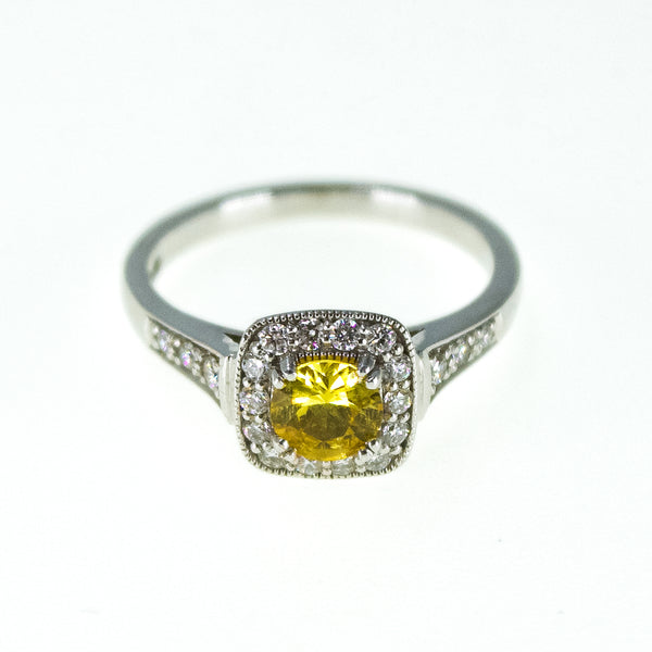Yellow Sapphire and Diamond Ring