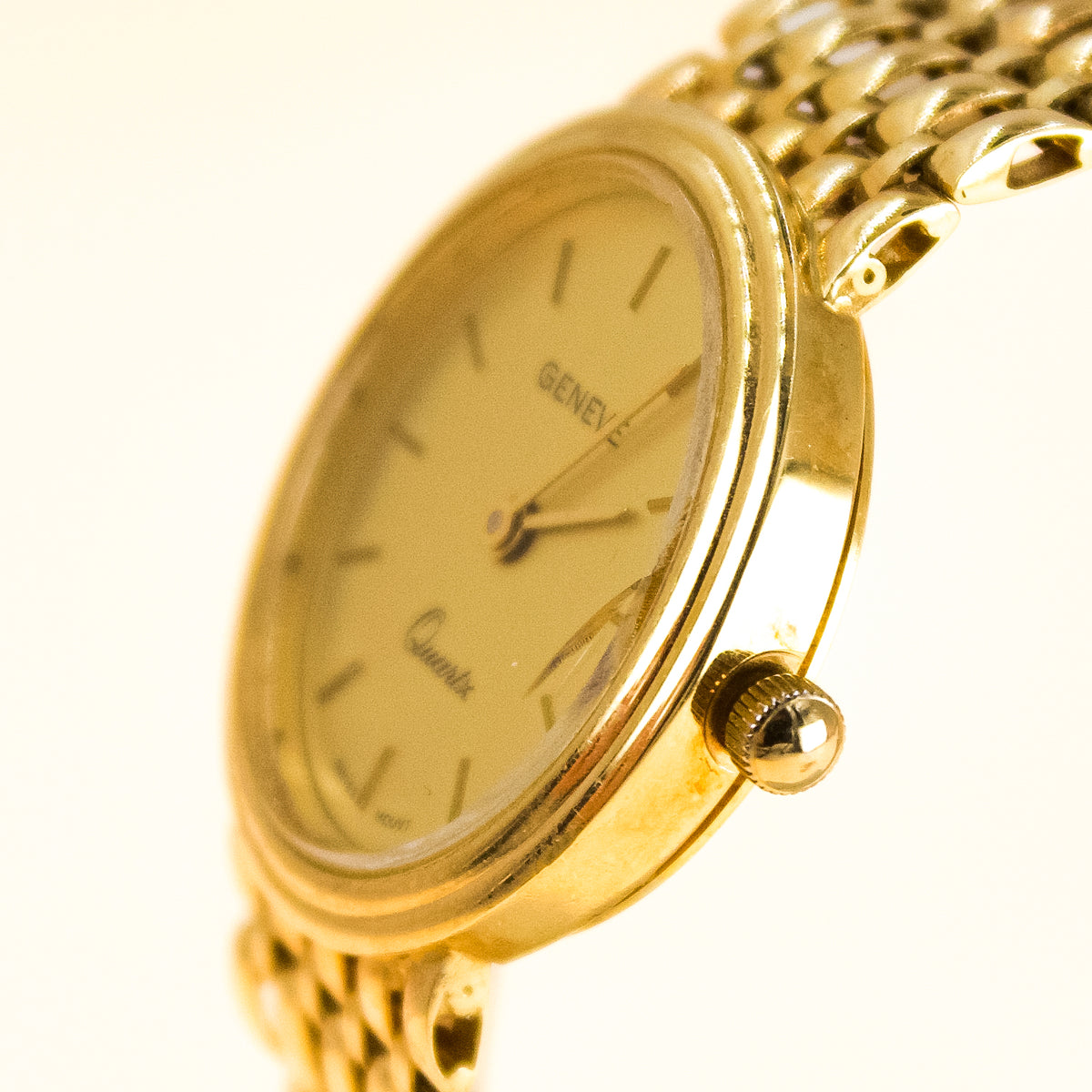 14k Gold Geneva Ladies Quartz Watch 14k Gold Womens Watch Pre