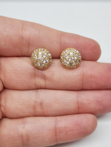 18K Yellow Gold earrings with Cubic Zirconia Gemstones, Gold Earrings