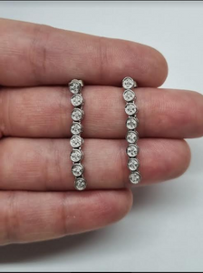 9K White Gold Earrings with 0.24ct Diamonds, Diamond Earrings, White Gold