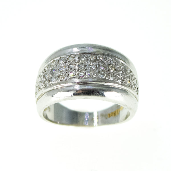 18k Gold Wide Band Ring with Diamonds