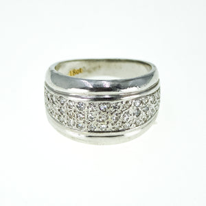 18k Gold Wide Band Ring with Diamonds