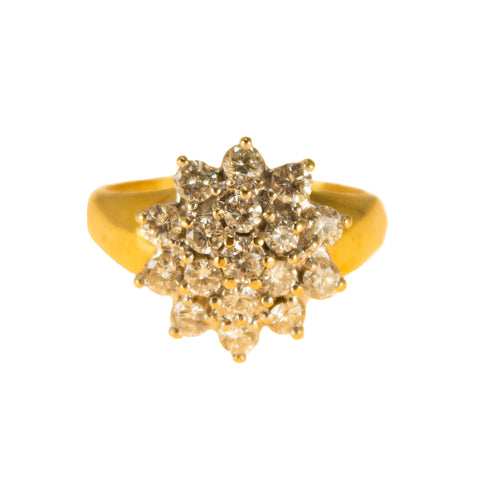 18k Yellow Gold Diamond Cluster Ring